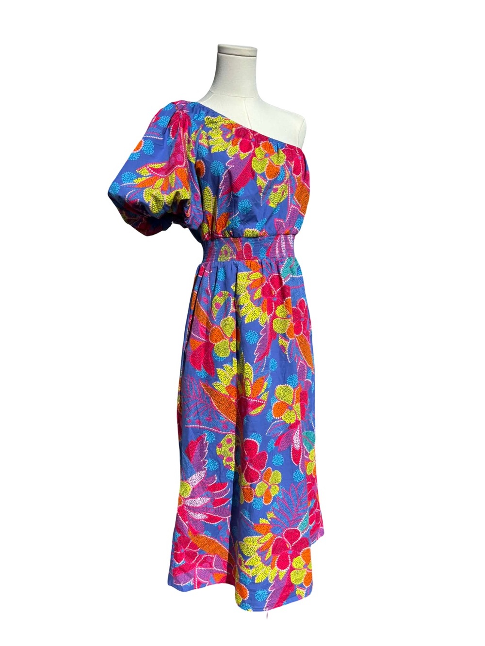 Sugarlips Amazonia Blue Bridgette One Shoulder Midi Dress - Picture 9 of 13
